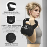 Kettlebell 4kg in Plastica e Sabbia con Base Piatta e Impugnatura, 18x12x20 cm, Nero - immagine 6