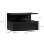 Set da 2 Comodini Sospesi per Camera da Letto con Cassetto e Mensola Superiore in Legno 35x32x22,5cm - immagine 3