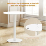 Tavolo da Cucina Rotondo per 2 Persone dal Design Moderno in Acciaio, Ø60x72 cm, Bianco - immagine 5