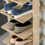 Mobile Scarpiera in Legno 6 Scarpe con Ripiano Porta Oggetti 32x30x104cm - immagine 7