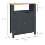 Mobiletto Bagno a 3 Ripiani in MDF e Truciolato con Ripiano Interno Regolabile, 60x30x80,5 cm - immagine 3