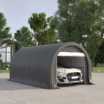 Tendone da Giardino per Auto e Attrezzi con Ingresso a Cerniera, Picchetti e Funi, 5x3x240 cm - immagine 2