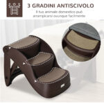 Scaletta per Cani Pieghevole con 3 Gradini Antiscivolo in PP, 49x38x38 cm, Marrone - immagine 4