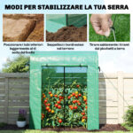 Serra da Giardino con Rivestimento in PE, Porta Avvolgibile e Finestre a Rete, 170x68x2 cm, Verde - immagine 8