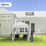 Gazebo Pieghevole Pop Up 2x2 m con 4 Pareti Rimovibili in Poliestere e Acciaio, Bianco - immagine 3