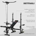 Panca Fitness con Leg Press, Squat Rack e Leg Extension, in Acciaio e PU, 180x134x2 cm, Nero e Argento - immagine 8