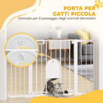 Cancelletto per Cani Estensibile con Porta a Chiusura Automatica, in Metallo e ABS, 75-131x76 cm, Bianco - immagine 6