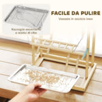 Trespolo per Pappagalli con Giochi, Scale, Catene, Ciotole, Vassoio Rimovibile e Posatoi, Legno Naturale - immagine 6