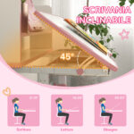 Set Scrivania per Bambini con Sedia Regolabile in Altezza e Piano Inclinabile, Età 6-12 Anni, Rosa - immagine 7