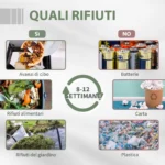 Compostiera da Giardino Girevole a 2 Sezioni con 8 Prese d'Aria, Compostiera Domestica in Acciaio e PP, 160 L, per Compostaggio Rifiuti Organici, 71x65x96 cm, Nero - immagine 3