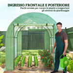 Serra a Tunnel per Orto 3x2x2 m in Acciaio e PE Anti UV con Porte Avvolgibili e Finestre, Verde - immagine 5