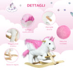 Cavallo a Dondolo Unicorno con Musica in Metallo e Legno 65x32x55cm - immagine 7