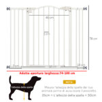 Cancelletto per Cani Estensibile con 4 Viti Regolabili, in Metallo e Plastica, 74-1x78 cm, Bianco - immagine 3