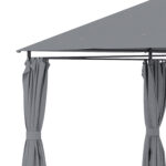 Gazebo 3x4 m con 6 Pareti Rimovibili, 8 Fori di Drenaggio e 12 Picchetti, in Acciaio e Poliestere, Grigio e Nero - immagine 8
