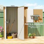 Capanno Porta Attrezzi in Metallo con Tetto Inclinato e Porta Bloccabile, 142x86x189 cm, Giallo - immagine 5