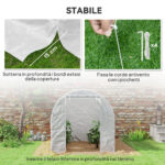 Serra da Giardino a Tunnel con Telaio in Acciaio e 4 Finestre in PE 2,5x2x2m, Bianco - immagine 7