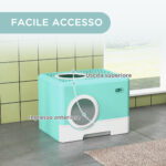 Lettiera per Gatti con Coperchio e Paletta, Doppio Ingresso e Vassoio Estraibile, 52x41x38,5 cm, Verde - immagine 5