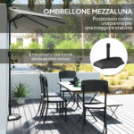 Ombrellone da Parete Mezzaluna Salvaspazio con Apertura a Manovella, 2,7x2,4 m, Grigio Chiaro - immagine 5