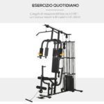 Stazione Fitness Palestra Multifunzione per Allenamento a Casa e Professionale, Acciaio 150x110x210cm Nero - immagine 4