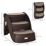Scaletta per Cani Pieghevole con 3 Gradini Antiscivolo in PP, 49x38x38 cm, Marrone - immagine 3