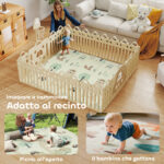 Tappeto per Bambini 0-6 Anni a Tema Bosco con Superficie Impermeabile in XPE Multicolore, 196x176x1,5 cm - immagine 8