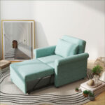 Poltrona Letto Singolo Salvaspazio Reclinabile su 4 Livelli con Seduta Imbottita, 96x84,5x87,5cm, Verde - immagine 2