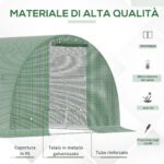 Serra a Tunnel da Esterno 4,5x3x2m con Copertura in PE, Porta con Cerniera e 6 Finestre, Verde - immagine 4