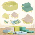 Set 15 Blocchi di Costruzioni Morbide Modulabili per Bambini con 2 Palline per Uso Interno, Multicolore - immagine 3