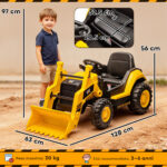 Ruspa Elettrica per Bambini 3-6 Anni Marchio Ufficiale Caterpillar 12V con Telecomando, Giallo - immagine 3