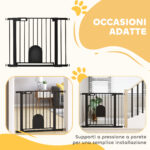 Cancellino per Cani Regolabile con Porta Piccola e Chiusura Automatica, 75-103x76cm, Nero - immagine 8