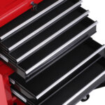 Carrello Porta Attrezzi 2 in 1 con Cassetta Superiore e Armadietto Inferiore, in Metallo, 61,6x33x108 cm, Rosso - immagine 9