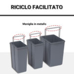 Pattumiera Estraibile da 40L con 3 Contenitori per Raccolta Differenziata, 48x34,2x41,8 cm, Grigio - immagine 5
