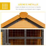 Gabbia per Conigli con Casetta, Rampa e Area Aperta, Conigliera in Legno e Metallo Giallo Chiaro, 122x63x92cm - immagine 6