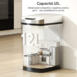Cestino Rifiuti da 12L a Infrarossi con Secchio Rimovibile, in Acciaio Inox, ABS e PP, 28x22x41 cm, Argento - immagine 5