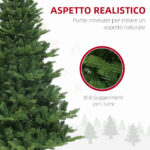 Albero di Natale Artificiale Alto 180 cm con 818 Rami e Base in Acciaio per Interni, Verde - immagine 5