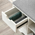 Scarpiera Salvaspazio, Panca Scarpiera in Legno, Mobile Scarpiera da Ingresso, Bianca, 80,5x30,5x43,5cm - immagine 8