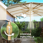 Ombrellone Doppio con Apertura a Manovella, in Acciaio Inox e Poliestere, 455x265x238 cm, Beige - immagine 5