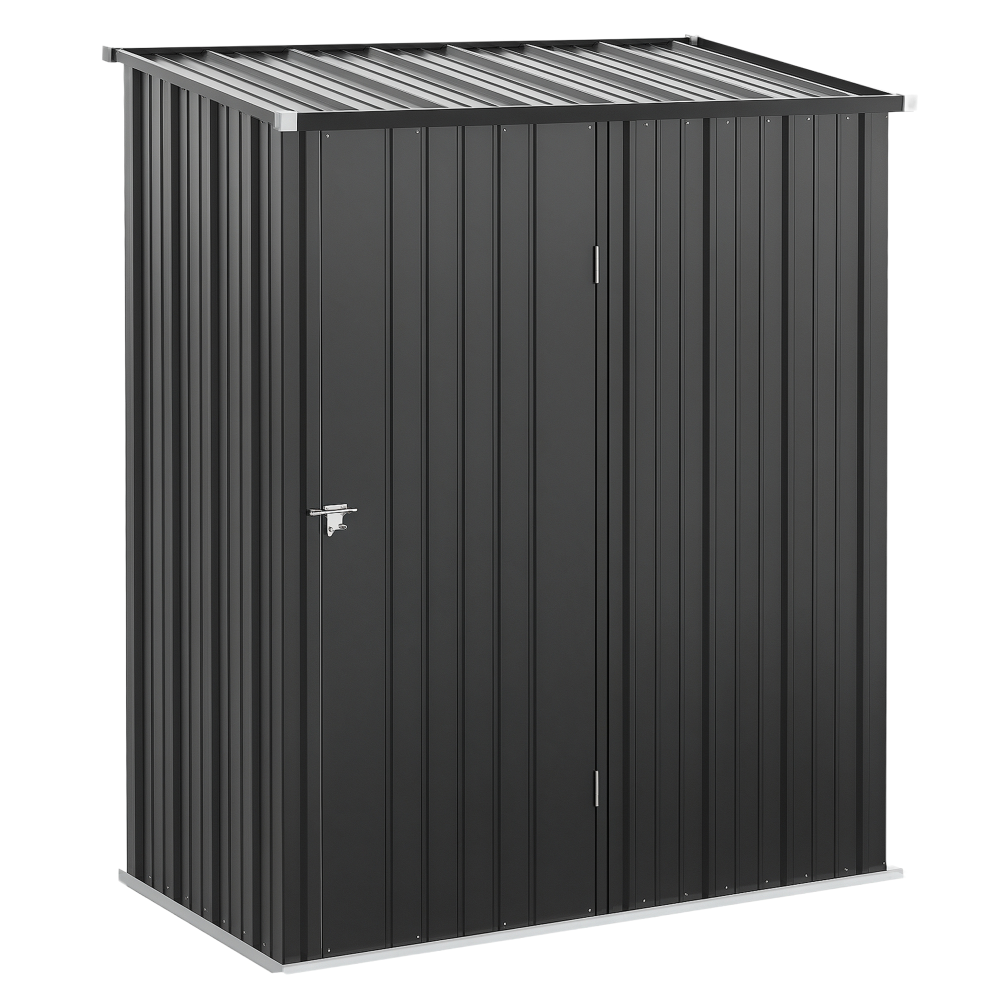 8ca98a19bdae3efad.jpg Casetta da Giardino Porta Utensili in Lamiera Acciaio con Serratura, 161,5x94,5x196cm, Nero - immagine 1