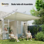 Telo Pergola per Esterni Anti UV in Poliestere Bianco Crema con 8 Fori di Drenaggio, 286x245 cm - immagine 7
