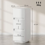 Set di 2 Comodini con 2 Cassetti e Ripiano Aperto Moderni e Salvaspazio, 25x30x65 cm, Bianco - immagine 3