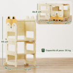 Torre Montessoriana per Bambini 2-5 Anni con Lavagna e Tavolino, in Legno, 57x39x93 cm, color Legno - immagine 3
