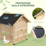 Casetta per Anatre da Esterno con Rampa, Fondo Rimovibile e Fori di Ventilazione, 78x90x92 cm, Legno - immagine 6