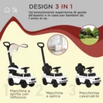 Macchina a Spinta per Bambini 12-36 Mesi con Licenza Mercedes, Tettuccio e Maniglia di Spinta, 85,5x40,5x95 cm, Bianco - immagine 2