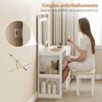 Toeletta da Camera con Specchio e Luci LED Regolabili, 6 Cassetti, 2 Ripiani e Prese Elettriche, Bianco - immagine 9