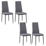 Set 4 Sedie per Soggiorno Imbottite in Tessuto, Sedie Sala da Pranzo Moderne con Gambe in Metallo, Capacità 120 kg, Grigio | Aosom Italy