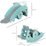 3-in-1 Cavallo a Dondolo Scivolo per Bambini e Canestro, Età 18-36 mesi, per Casa e Giardino, Verde - immagine 3