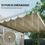 Copertura per Gazebo Pergola 4x3 m in Poliestere Traspirante Beige con 10 Fori di Drenaggio - immagine 6
