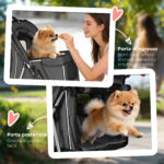 Passeggino per Cani Pieghevole con Portabicchieri e Cestino, 77x44x102 cm, Grigio Carbone - immagine 7