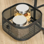 Carrello Portavivande con 4 Cestelli, Piano d'Appoggio e Ruote, in Acciaio e PP, 33x33x77 cm - immagine 9