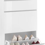 Scarpiera MAGIC 60cm 2 ante e 1 antina a ribalta Bianco laccato lucido